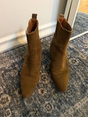 Sandro Paris Khaki Suede Ankle Boots